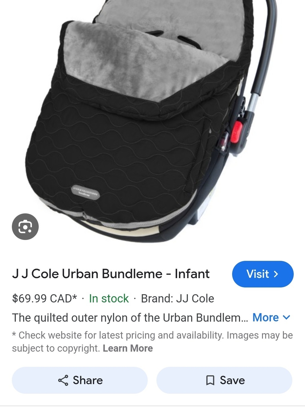 JJ Cole Urban Infant Bundleme Footmuff in Gray